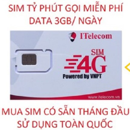 Sim itelecom 3gb 1 ngày trọn gói 1 tháng