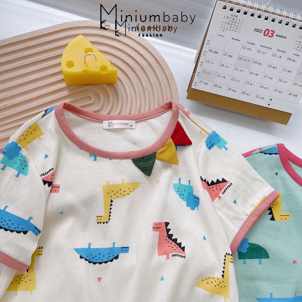 Áo ba lỗ màu hè xanh mát, chất liệu cotton cùng họa tiết đáng yêu, miniumbabyfashion A1604