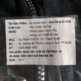 Áo khoác nam vải nỉ poly cào hạt AXE