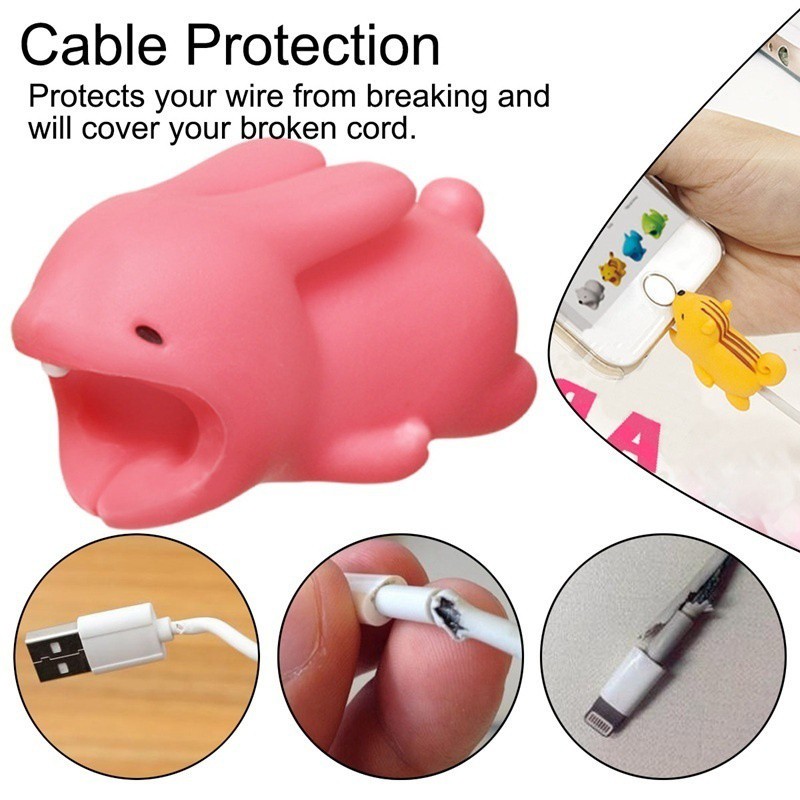 Phụ kiện bảo vệ đầu dây cáp Lightning hình động vật dễ thương và tiện ích