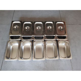 Khay đựng topping inox có nắp, nhiều size