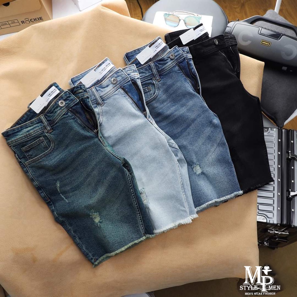 -Quần short jean rách xướt form vừa vẹn thoải mái