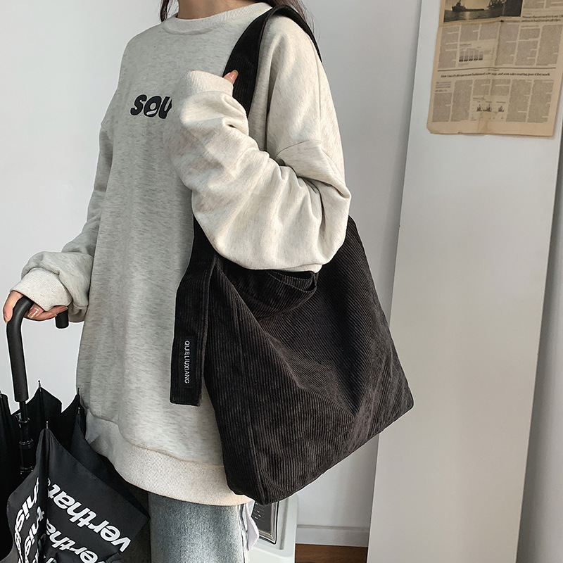 Túi đeo vai vải canvas cỡ lớn phong cách Hàn Quốc thời trang cho nữ