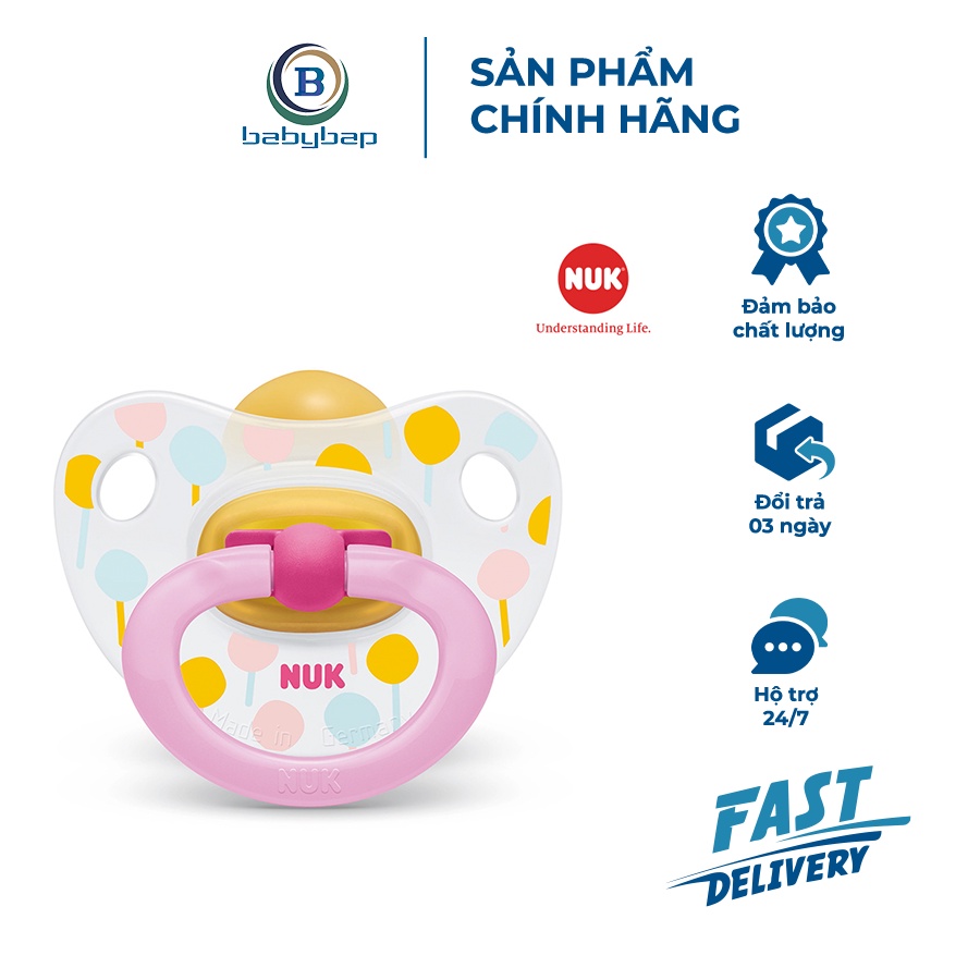 Bộ 2 Ti Giả NUK Classic Cao Su Có Nắp Đậy Giữ Vệ Sinh