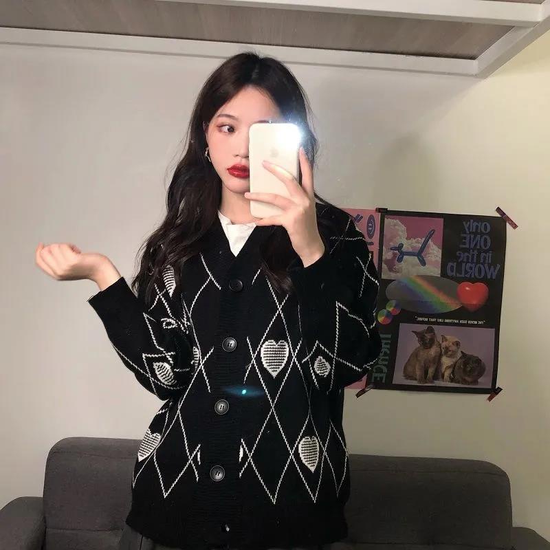 Áo Khoác Cardigan Dệt Kim Cổ Chữ V Màu Trắng Đen Thời Trang Cho Nữ