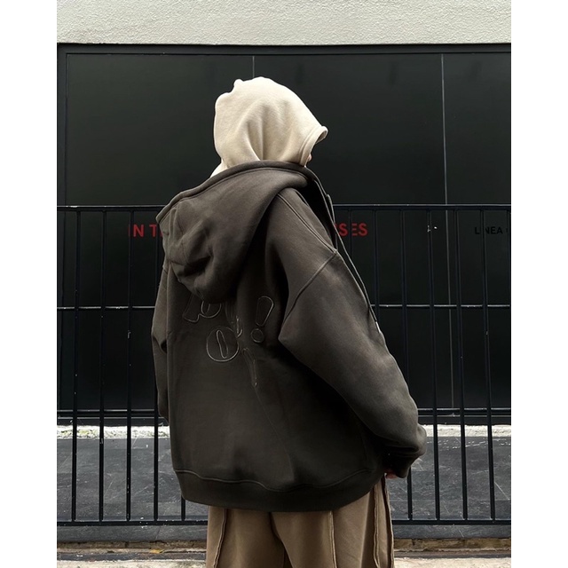 ÁO KHOÁC UNISEX ZIP HOODIE ALPHABET PATCH POWROFFICIAL