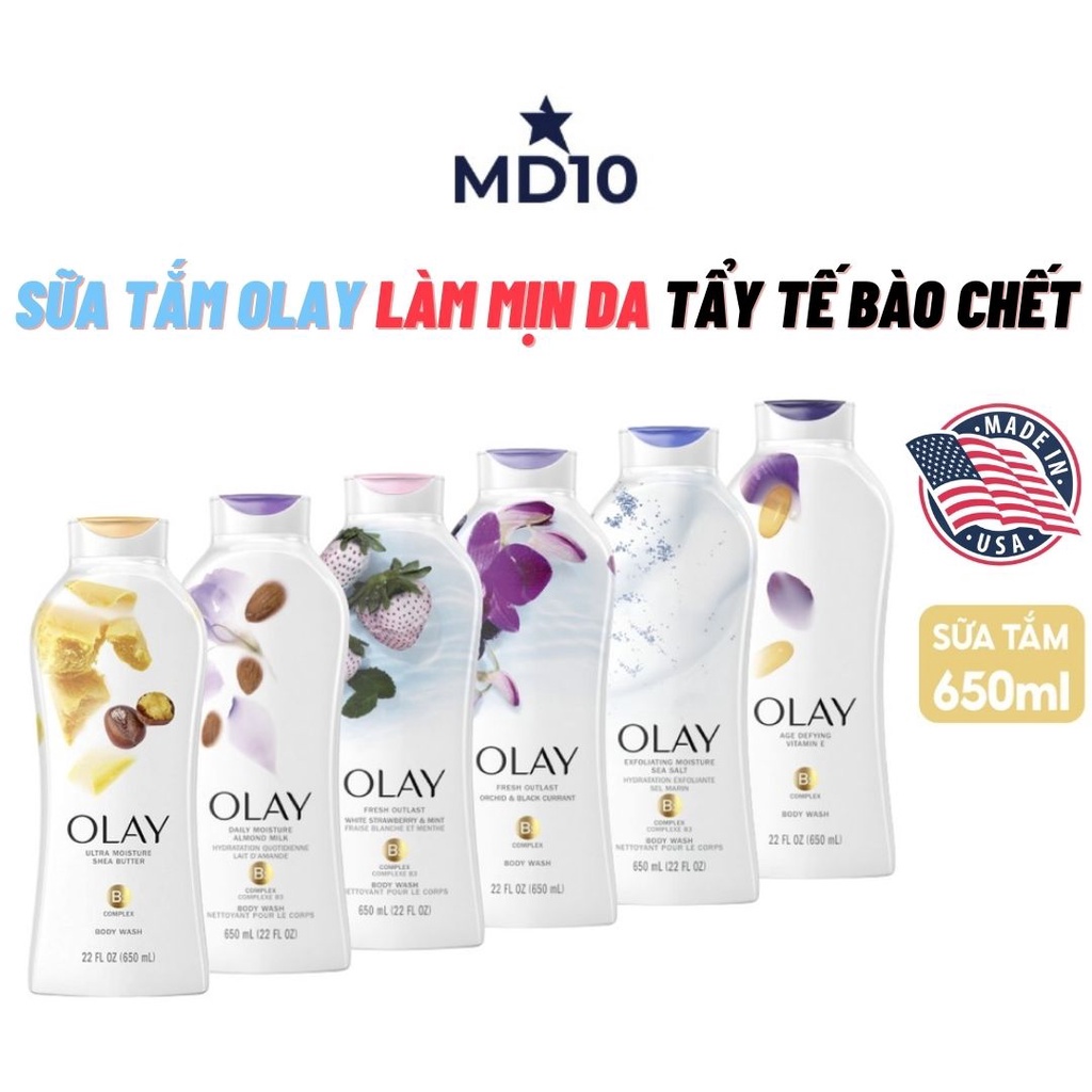Sữa tắm chống lão hoá, tẩy tế bào chết, làm mịn da Olay USA