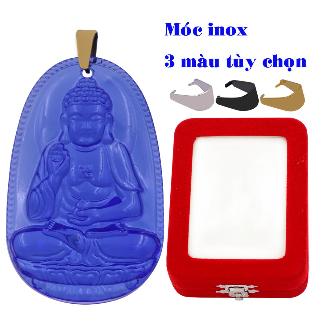 Mặt dây chuyền Phật A di đà pha lê xanh dương MFLXDN1 - Hộ mệnh tuổi Tuất, Hợi - Có size phù hợp cho nam và nữ