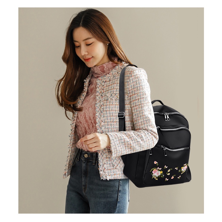 Ba Lô Vải Oxford Thêu Họa Tiết Thời Trang Cho Nữ
