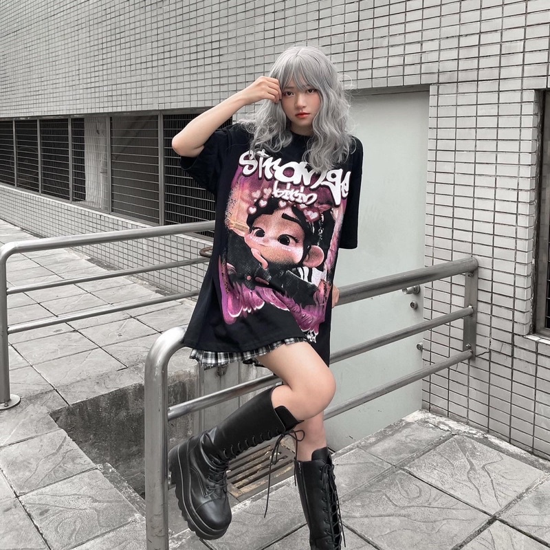 Áo thun tay lỡ chính hãng chất cotton thoáng mát, kiểu dáng oversize dài rộng - Vanellope tee