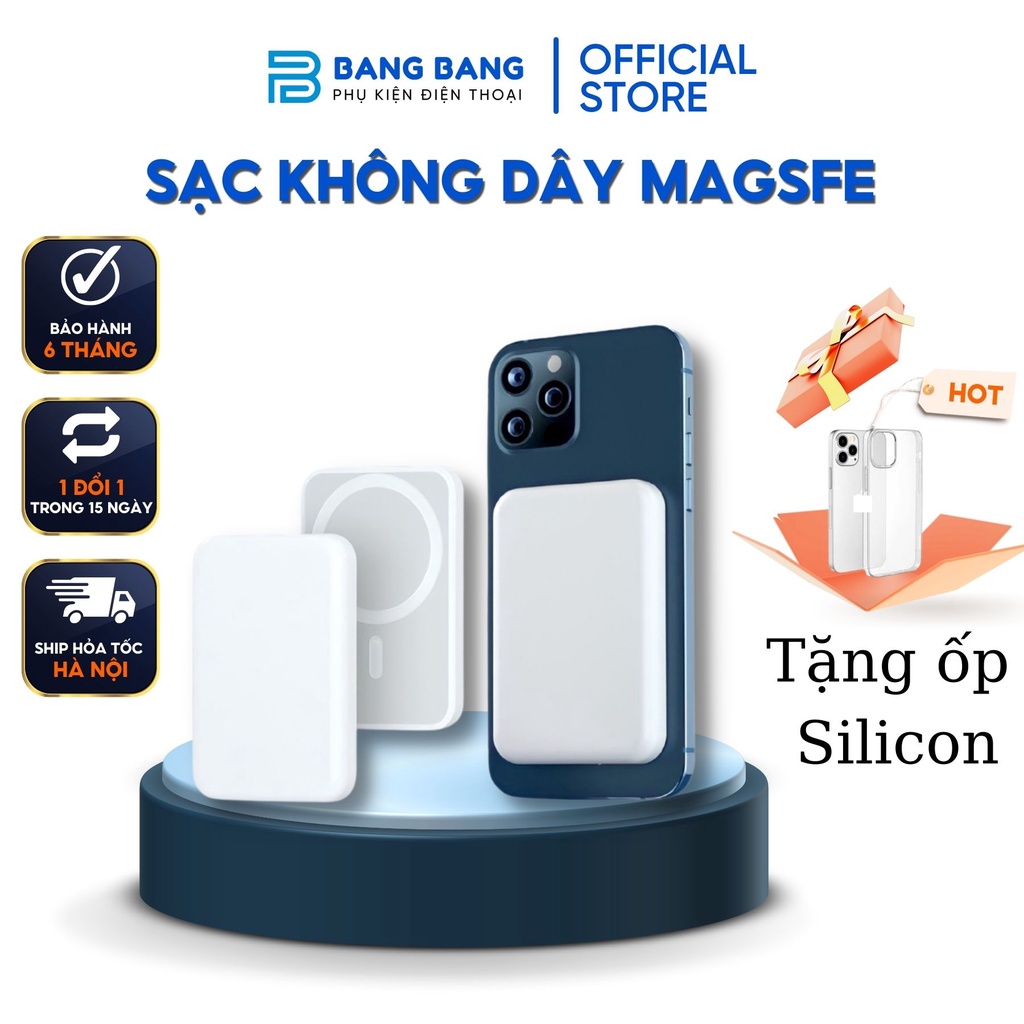 Pin Dự Phòng Magsafe Điện Thoại / Sạc Không Dây MagSafe Cho Phone 12 - 13 Promax Dung Lượng 5000mAh, Sạc Dự Phòng