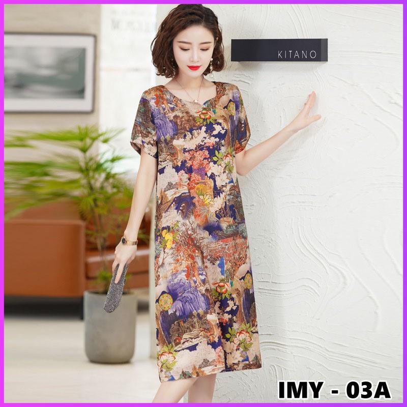 Váy Trung Niên - Đầm Trung Niên Hàng Thiết Kế, Vải Lụa Mát Mịn Thiết Kế Dành Cho U40-U50-U60.