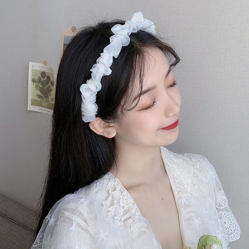 Cài tóc nữ vải von nhún tiểu thư hot trend phong cách Hàn quốc dễ thương CT01