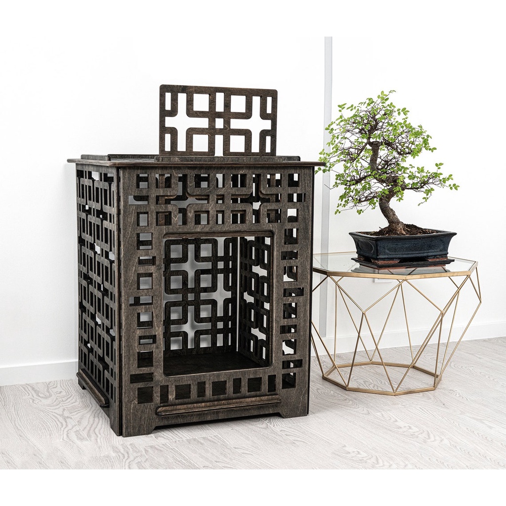 Chuồng chó mèo bằng gỗ lắp ghép TiTi Wood WCA01 gia công cắt CNC cao cấp cho thú cưng