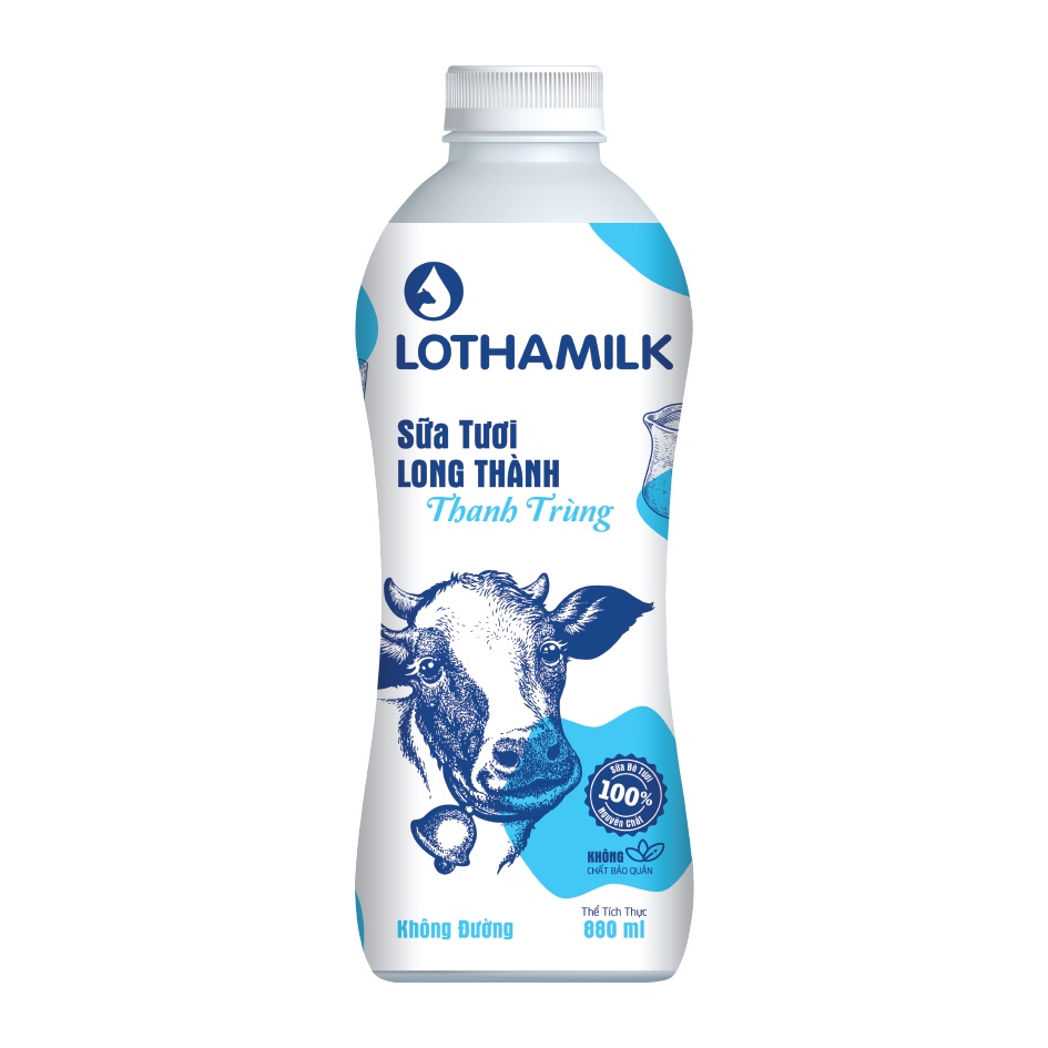 Sữa thanh trùng Lothamilk không đường 880ml