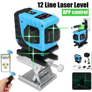 12 lines 360° 3d cross lines green laser level self leveling app&remote control-ks