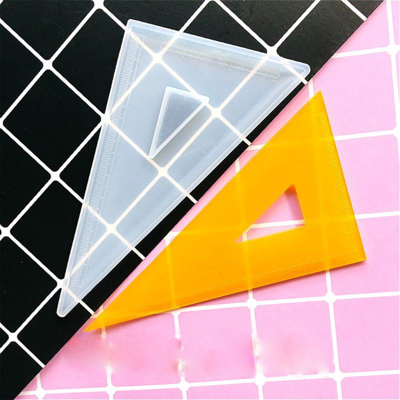 Bộ khuôn silicon đổ nhựa resin tạo hình 4 kiểu dáng thiết kế sáng tạo độc đáo sử dụng làm thủ công hình thước kẻ / eke