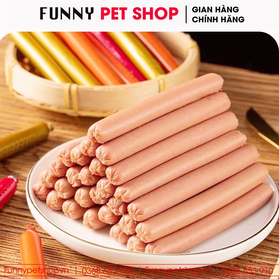 Xúc xích cho chó mèo, xúc xích đủ 3 vị cho chó mèo 15g – Funny Pet Shop