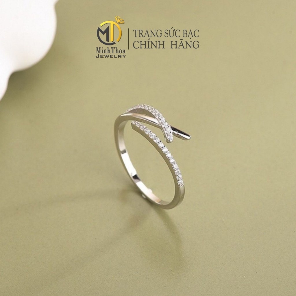 Nhẫn bạc nữ dáng hở đơn giản cá tính phụ kiện trang sức bạc đẹp  Minh Thoa JEWELRY