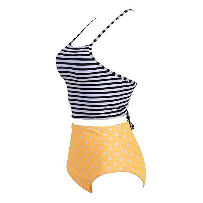Mitang Striped polka dot swimsuit for women High waist | BigBuy360 - bigbuy360.vn