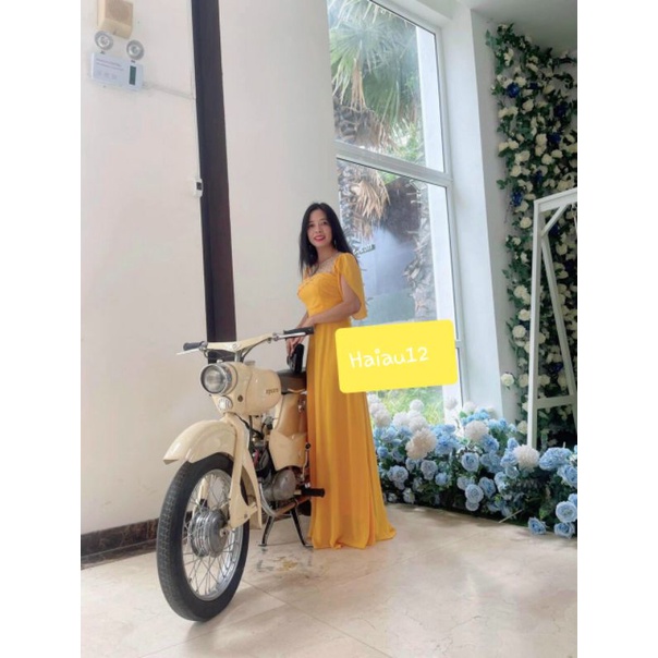 Đầm dạ hội xoè kết pha lê tay xẻ cao cấp  kèm ảnh thật tặng hoa tai thời trang xinh xắn