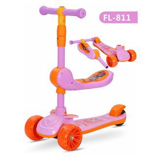 🍁 Xe Scooter, Xe Trượt Cho Bé Bánh Có Đèn Có Nhạc 3 in 1 Chịu Lực 90KG