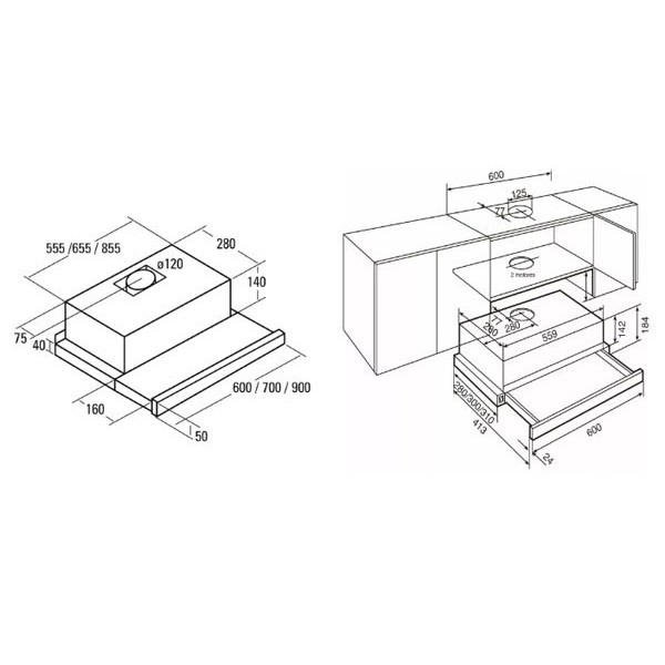 Máy hút Mùi âm tủ Canzy CZ 7002G