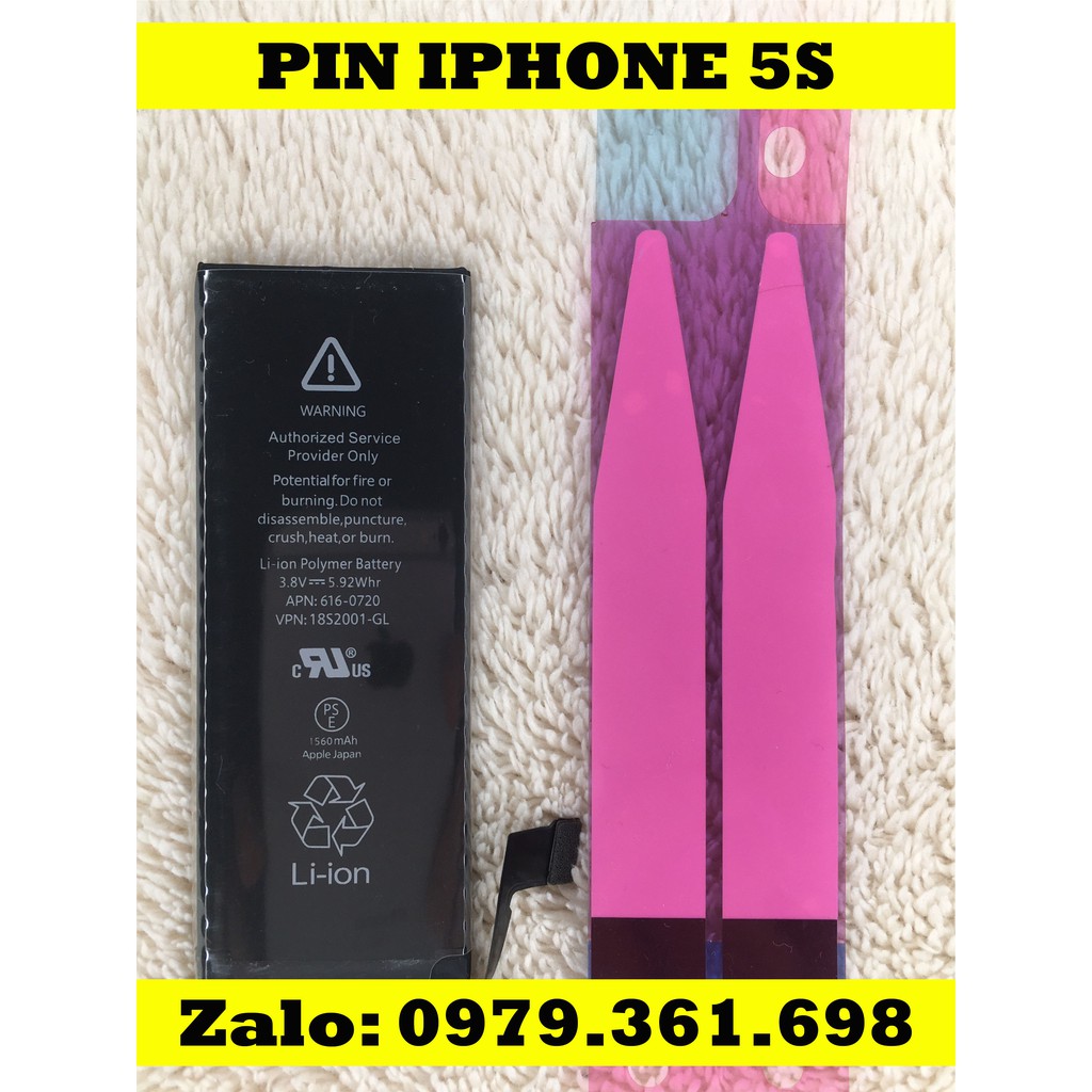 Pin IPhone 5s (1560 mAh) - Hàng new ( bảo hành 3 tháng ) - Tặng keo dán pin