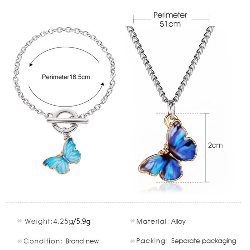 Fashion Women Alloy Butterfly Choker Bracelet Set/ Girls Sexy Clavicle Chain/ Lovers Pendant Bangles Necklace Jewelry Gifts