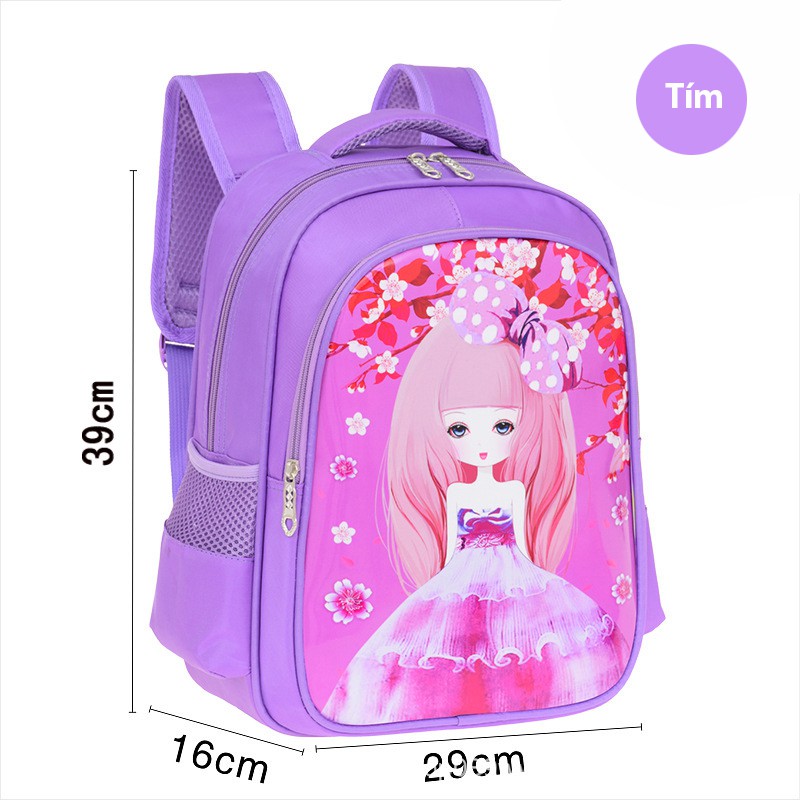 Balo học sinh tiểu học, phù hợp với bé gái - Siêu nhẹ, siêu bền, chống nước, chống gù - Công chúa nơ xinh