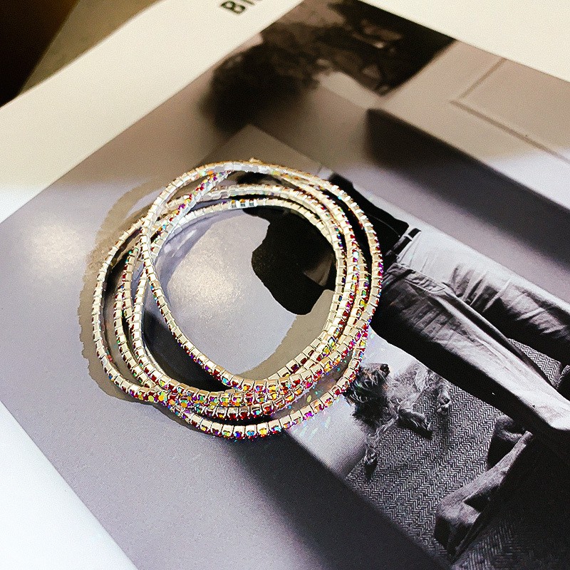 Bộ Vòng Tay + Nhẫn Nhiều Lớp Co Giãn Đính Đá Đơn Giản Phong Cách Âu Mỹ Thời Trang Cho Nữ | BigBuy360 - bigbuy360.vn