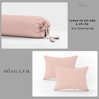 [TẶNG 1 VỎ ÔM] Combo 2 Vỏ Gối Nằm Trơn  Lụa Tencel (B) - À Ơi Concept