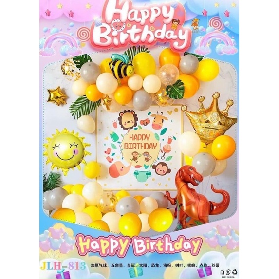 Sét trang trí sinh nhật bé trai bé gái màu sắc siêu đẹp không bao gồm rèm và số