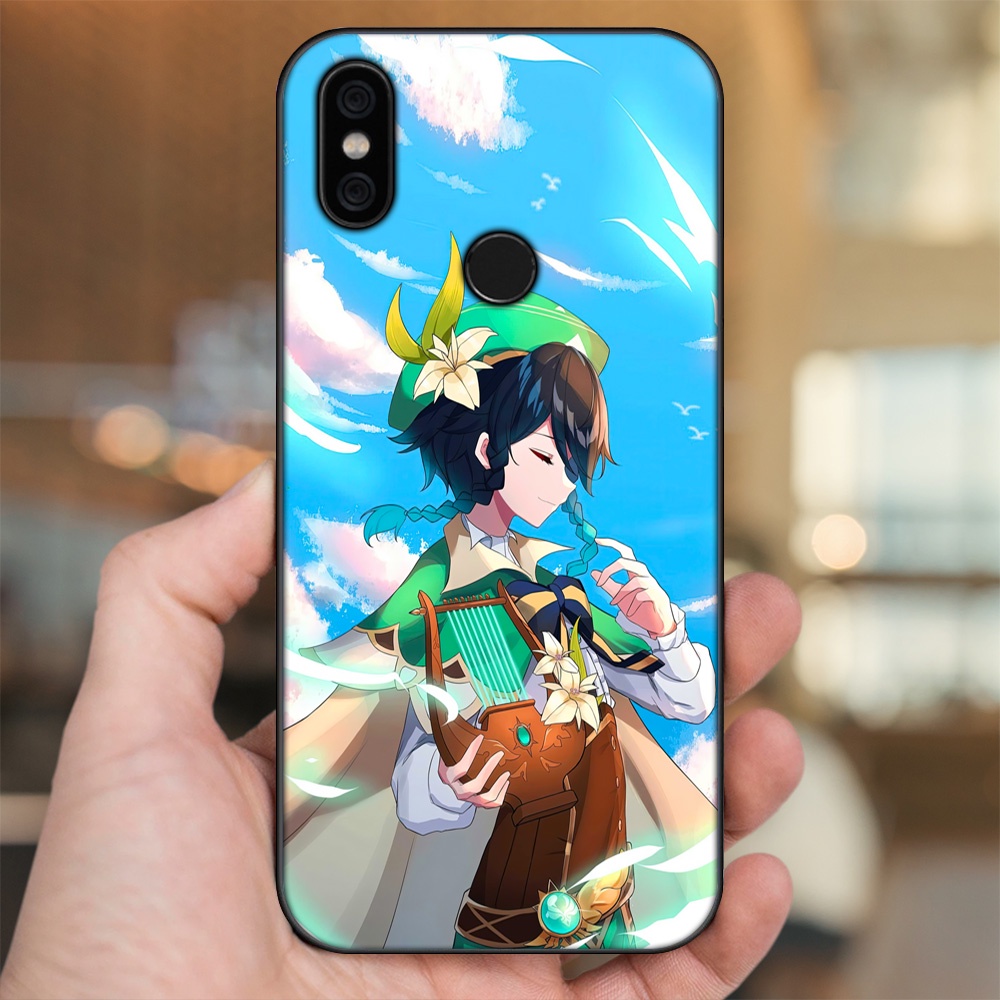 Ốp lưng Xiaomi Mi A2, Redmi 6X viền đen in hình Venti Genshin Impact