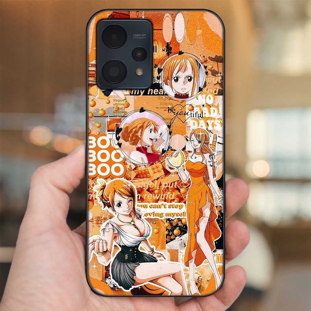 Ốp lưng Realme 9, 9 Pro, 9 Pro Plus viền đen in hình Nami One Piece Đảo Hải Tặc