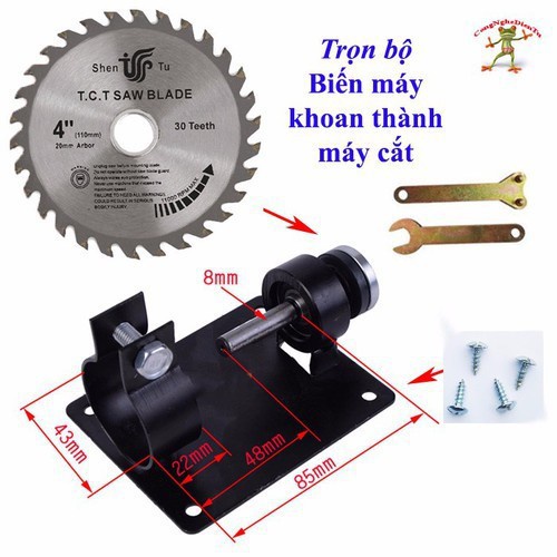 Bộ chuyển đổi máy khoan thành máy cắt máy mài kèm giá đỡ
