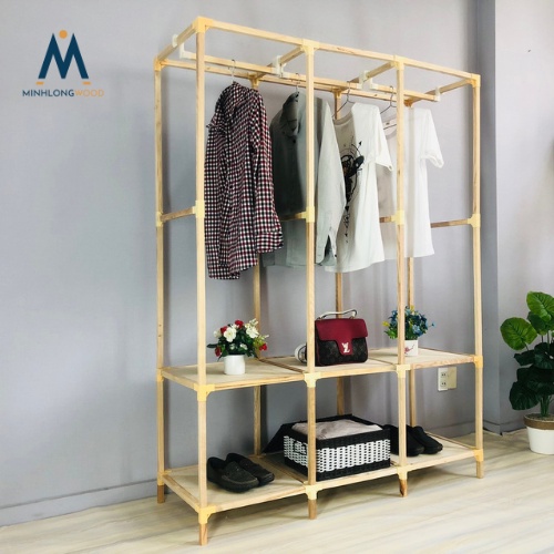 Kệ tủ Treo quần áo 3 buồng Minhlongwood | tủ đựng quần áo lắp ghép nội thất kiểu hàn