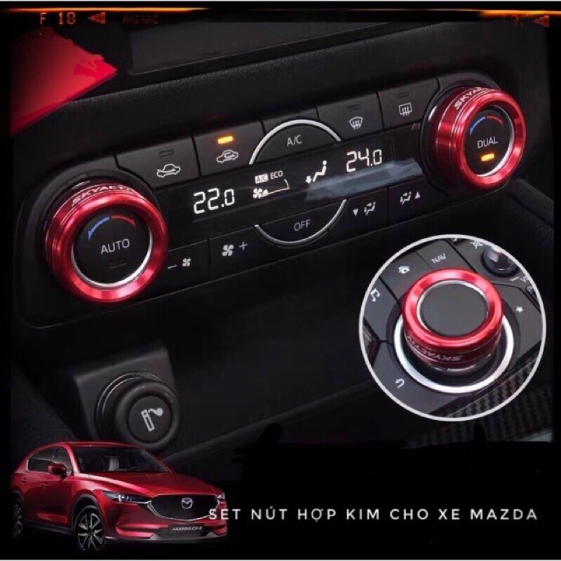 Bộ 3 ốp núm điều khiển xe Mazda 3, 6, Cx5