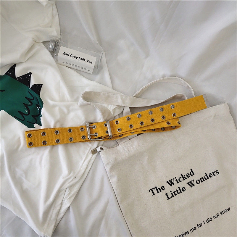 Thắt lưng 22558 vải canvas 2 hàng lỗ nhiều màu thời trang punk bạn trai