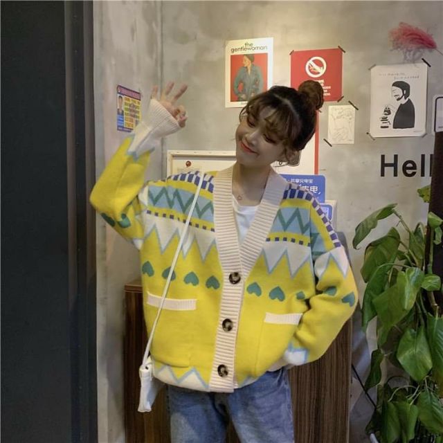 Hàng Sẵn_ Áo khoác len nữ thu đông sắc màu ulzzang