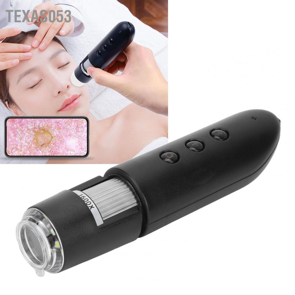 Hàng Sẵn Kính hiển vi kỹ thuật số WIFI không dây 1600X cầm tay siêu HD cho soi da soi tóc【Texas053】