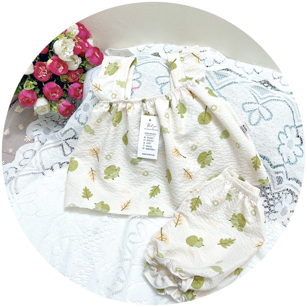 Quần áo bé gái - Bộ 2 dây cánh tiên vải đũi xốp siêu xinh cho bé gái