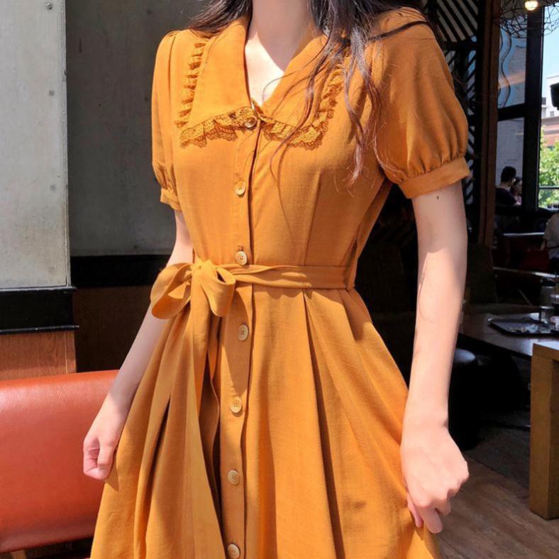 Đầm Vàng Vintage- Thiết Kế Thanh Lịch - Hàng Cao Cấp (có sẵn kèm ảnh chi tiết) | BigBuy360 - bigbuy360.vn