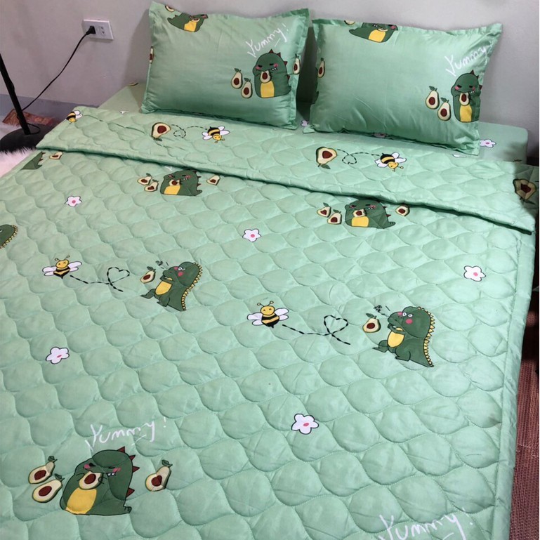 Bộ chăn ga gối poly 5 món chăn trần hè đủ mọi kích thước