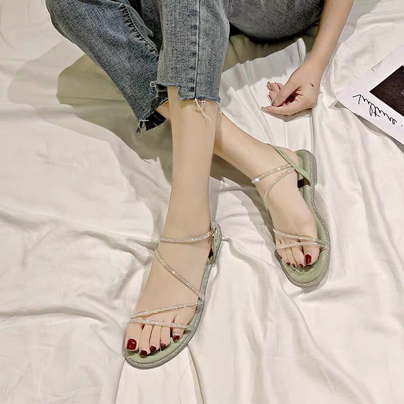 sandal nữ quai đính đá hàng quảng châu cao cấp