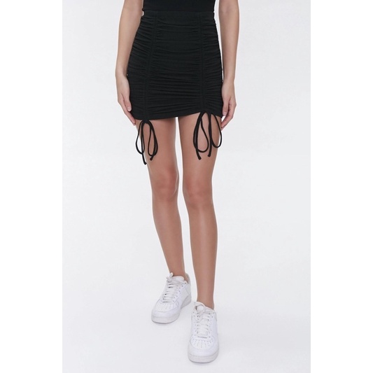 Chân váy thun gân F21 Ruched Drawstring Mini Skirt VNXK