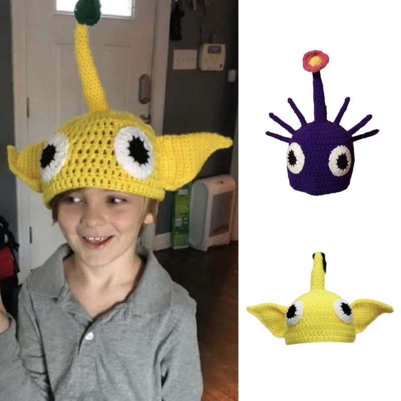 Mũ Beanie Dệt Kim Đính Đôi Mắt To Vui Nhộn Dễ Thương Cho Bé
