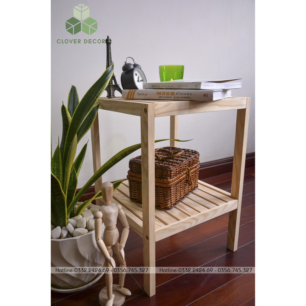 Tab Đầu Giường 2 Tầng  Gỗ Thông- Clover Decor - Phong cách Hàn Quốc | BigBuy360 - bigbuy360.vn