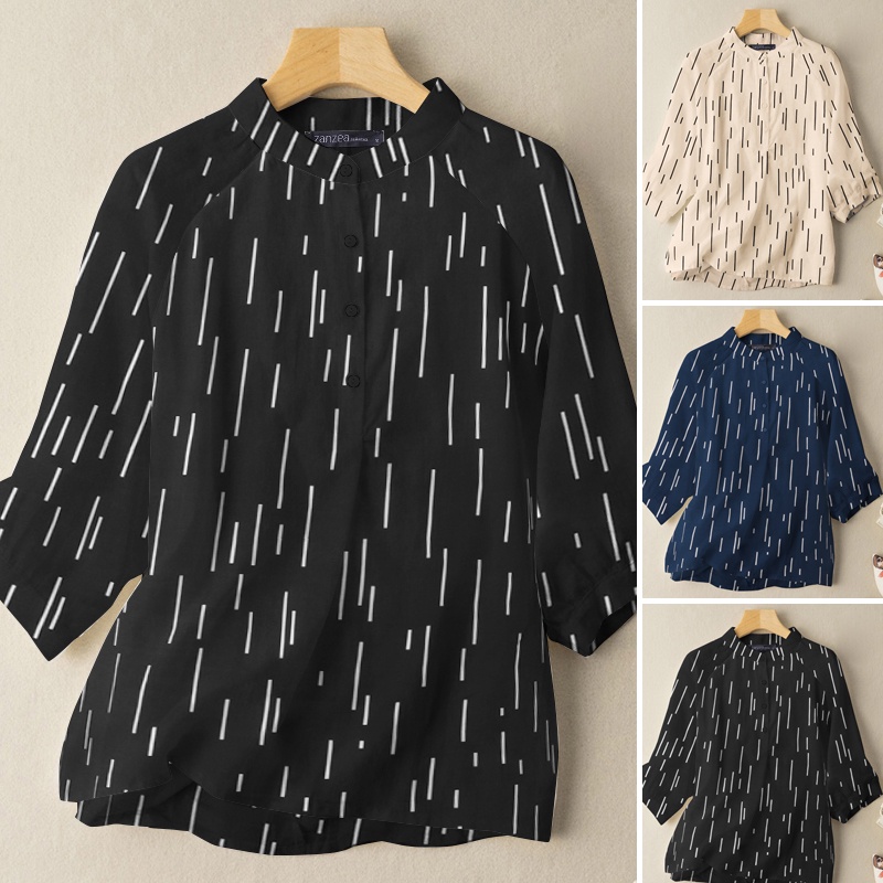 Áo sơ mi Zanzea cổ đứng tay lỡ thời trang dành cho nữ