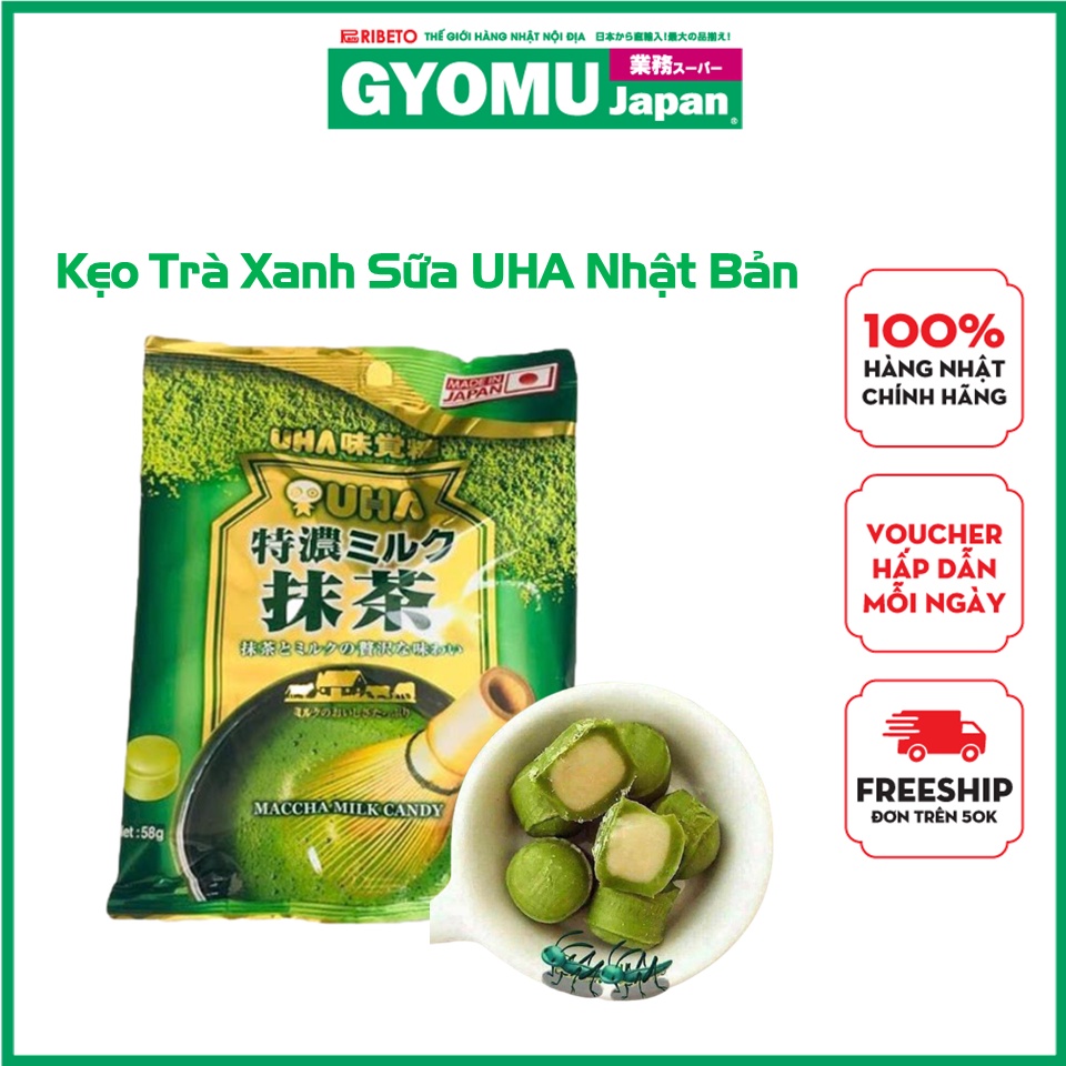Kẹo trà xanh sữa UHA Nhật - Hàng nội địa Nhật